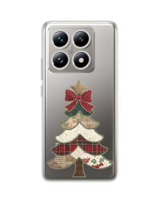 Etui do Xiaomi 14T Pro przeźroczyste, silikonowe Flexi, Przytulne święta, Kraciasta choinka