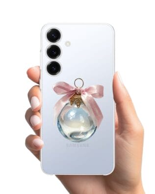 Etui do Samsung Galaxy S25 przeźroczyste, silikonowe Flexi, Przytulne święta, Kryształowa bombka