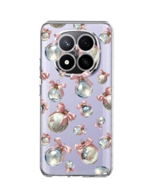 Etui do Xiaomi Redmi Note 14 Pro 4G przeźroczyste, silikonowe Flexi, Przytulne święta, Pastelowe bombki