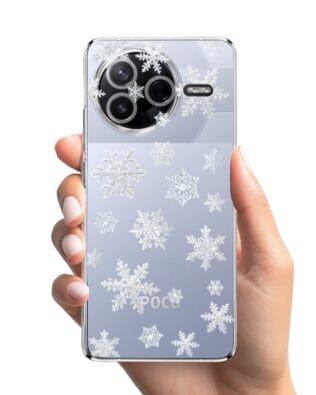 Etui do Xiaomi POCO F7 Pro przeźroczyste, silikonowe Flexi, Zimowa magia, Delikatne płatki śniegu