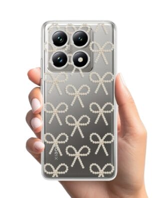 Etui do Xiaomi 14T przeźroczyste, silikonowe Flexi, Przytulne święta, złote kokardki