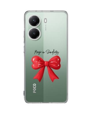 Etui do Xiaomi POCO X7 Pro przeźroczyste, silikonowe Flexi, Przytulne święta, Czerwona kokarda