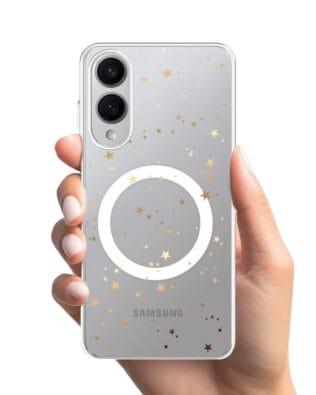 Etui do Samsung Galaxy S25 Edge z MagSafe przeźroczyste, silikonowe Flexi, Zimowa magia, Złote gwiazdki