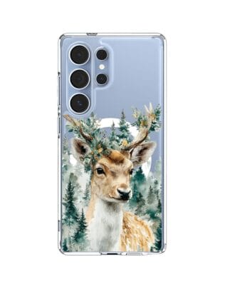 Etui do Samsung Galaxy S25 Ultra z MagSafe przeźroczyste, silikonowe Flexi, Przytulne święta, Leśny jelonek