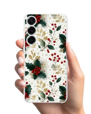 Etui do Samsung Galaxy S25 Plus przeźroczyste, silikonowe Flexi, Przytulne święta, Ozdoby świąteczne