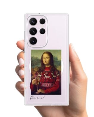 Etui do Samsung Galaxy S23 Ultra z MagSafe przeźroczyste, silikonowe Flexi, Mona Lisa z szampanem