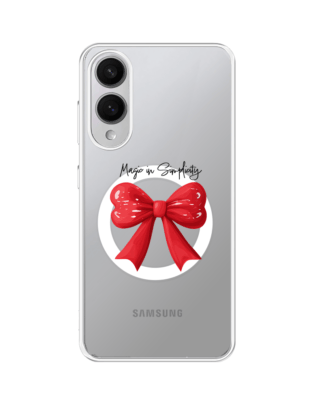 Etui do Samsung Galaxy S25 Edge z MagSafe przeźroczyste, silikonowe Flexi, Przytulne święta, Czerwona kokarda