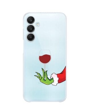 Etui do Samsung Galaxy M35 5G przeźroczyste, silikonowe Flexi, Zielony psotnik z lampką wina