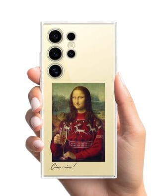 Etui do Samsung Galaxy S24 Ultra przeźroczyste, silikonowe Flexi, Mona Lisa z szampanem