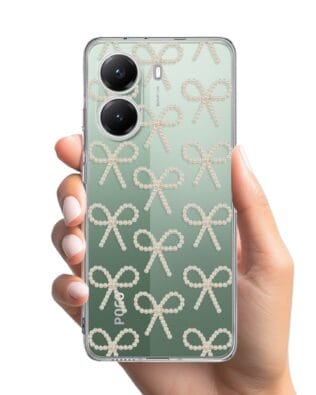 Etui do Xiaomi POCO X7 Pro przeźroczyste, silikonowe Flexi, Przytulne święta, złote kokardki