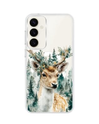 Etui do Samsung Galaxy S23 Plus z MagSafe przeźroczyste, silikonowe Flexi, Przytulne święta, Leśny jelonek