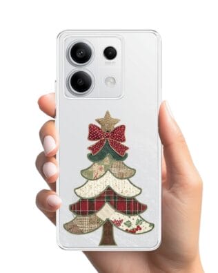 Etui do Xiaomi Redmi Note 13 Pro 5G przeźroczyste, silikonowe Flexi, Przytulne święta, Kraciasta choinka