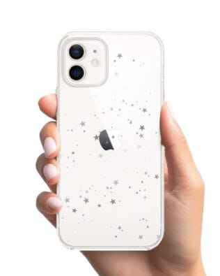 Etui do iPhone 12 przeźroczyste, silikonowe Flexi, Zimowa magia, Szampańskie gwiazdki