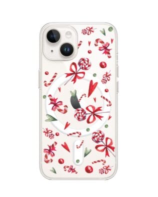 Etui do iPhone 13 Mini z MagSafe przeźroczyste, silikonowe Flexi, Cukierki świąteczne