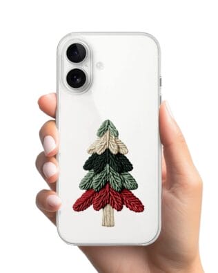 Etui do iPhone 16 przeźroczyste, silikonowe Flexi, Przytulne święta, Dziana choinka