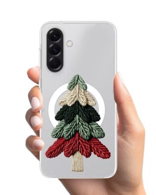 Etui do Samsung Galaxy A56 5G z MagSafe przeźroczyste, silikonowe Flexi, Przytulne święta, Dziana choinka