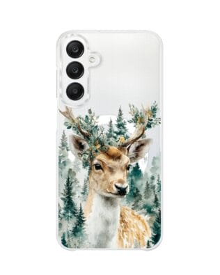 Etui do Samsung Galaxy A25 5G z MagSafe przeźroczyste, silikonowe Flexi, Przytulne święta, Leśny jelonek