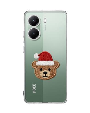 Etui do Xiaomi POCO X7 Pro przeźroczyste, silikonowe Flexi, Przytulne święta, Miś mikołajek