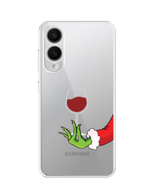 Etui do Samsung Galaxy S25 Edge przeźroczyste, silikonowe Flexi, Zielony psotnik z lampką wina