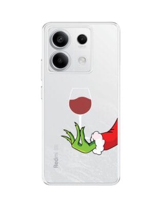 Etui do Xiaomi Redmi Note 13 Pro 5G przeźroczyste, silikonowe Flexi, Zielony psotnik z lampką wina