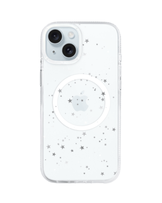 Etui do iPhone 15 z MagSafe przeźroczyste, silikonowe Flexi, Szampańskie gwiazdki