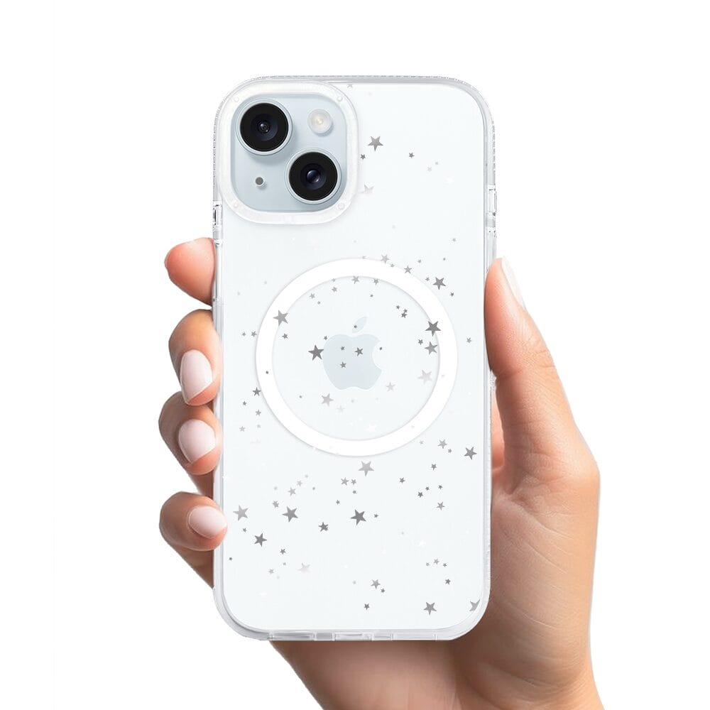 Etui do iPhone 15 z MagSafe przeźroczyste, silikonowe Flexi, Szampańskie gwiazdki - obrazek 2