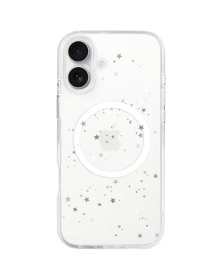 Etui do iPhone 16 z MagSafe przeźroczyste, silikonowe Flexi, Szampańskie gwiazdki