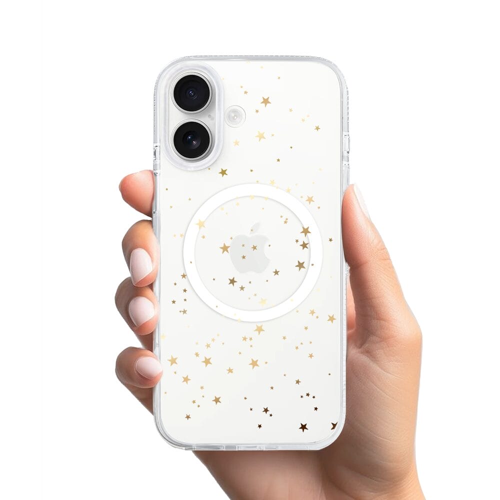 Etui do iPhone 16 z MagSafe przeźroczyste, silikonowe Flexi, Złote gwiazdki - obrazek 2