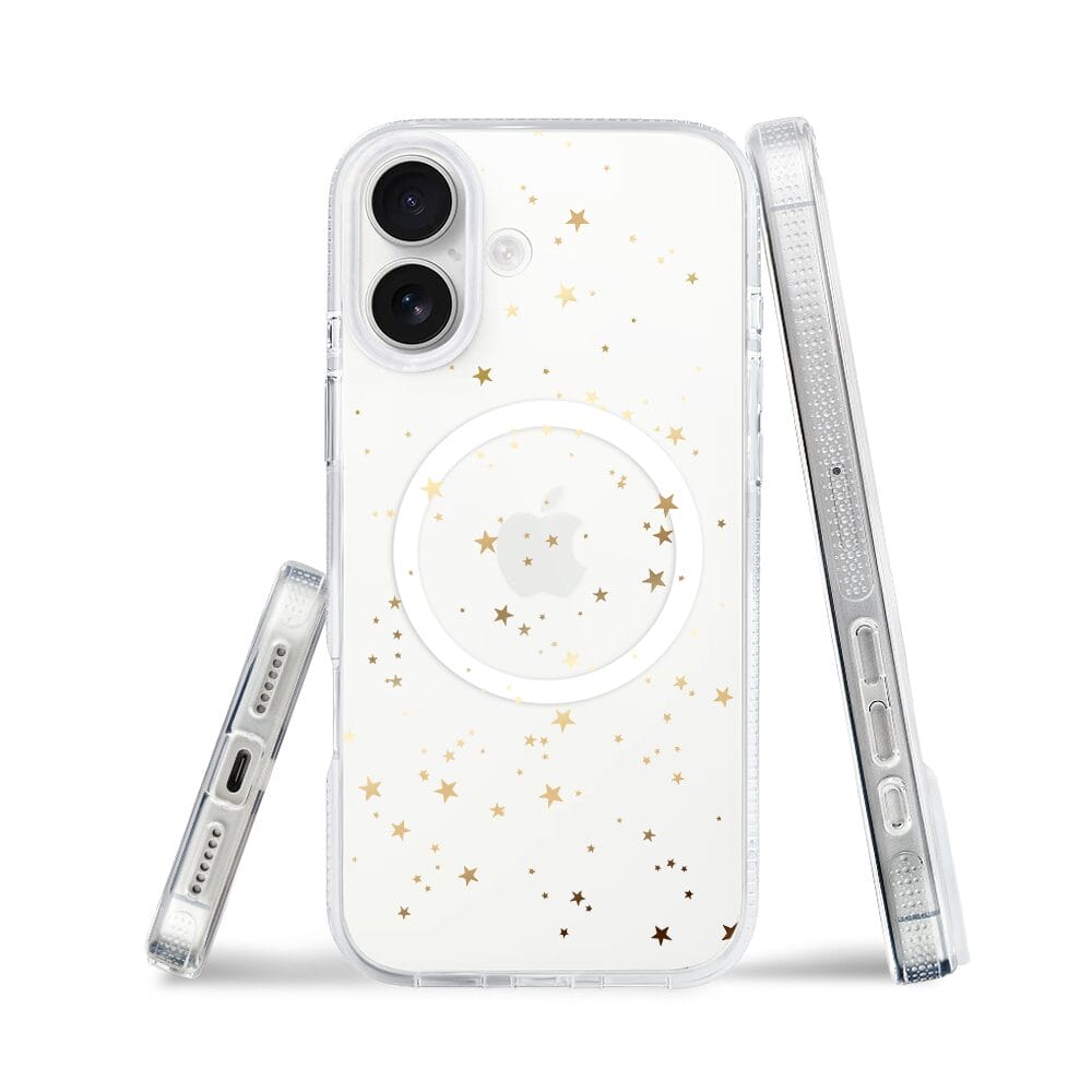 Etui do iPhone 16 z MagSafe przeźroczyste, silikonowe Flexi, Złote gwiazdki - obrazek 3