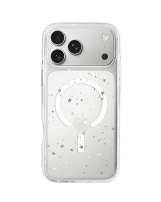 Etui do iPhone 17 Pro Max z MagSafe przeźroczyste, silikonowe Flexi, Szampańskie gwiazdki