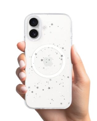 Etui do iPhone 17 z MagSafe przeźroczyste, silikonowe Flexi, Szampańskie gwiazdki