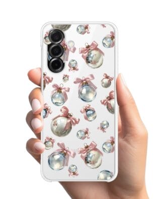 Etui do Samsung Galaxy A26 5G przeźroczyste, silikonowe Flexi, Przytulne święta, Pastelowe bombki