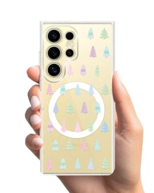 Etui do Samsung Galaxy S24 Ultra z MagSafe przeźroczyste, silikonowe Flexi, Pastelowe choinki