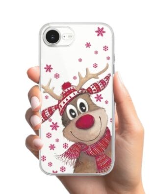 Etui do iPhone 16e przeźroczyste, silikonowe Flexi, Renifer