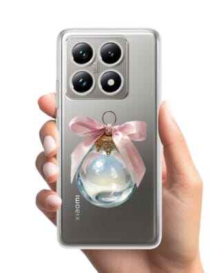 Etui do Xiaomi 14T przeźroczyste, silikonowe Flexi, Przytulne święta, Kryształowa bombka