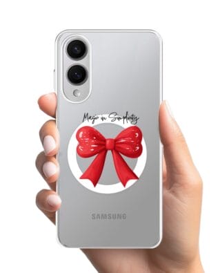 Etui do Samsung Galaxy S25 Edge z MagSafe przeźroczyste, silikonowe Flexi, Przytulne święta, Czerwona kokarda