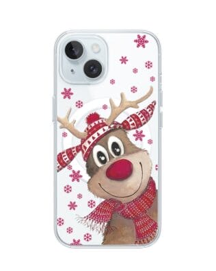 Etui do iPhone 15 Plus z MagSafe przeźroczyste, silikonowe Flexi, Renifer