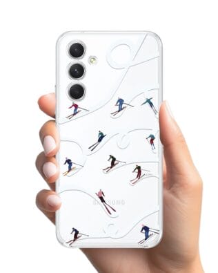 Etui do Samsung Galaxy A54 5G przeźroczyste, silikonowe Flexi, Zimowa magia, Narciarskie wiraże