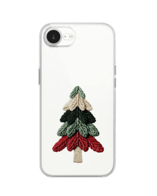 Etui do iPhone 16e przeźroczyste, silikonowe Flexi, Przytulne święta, Dziana choinka