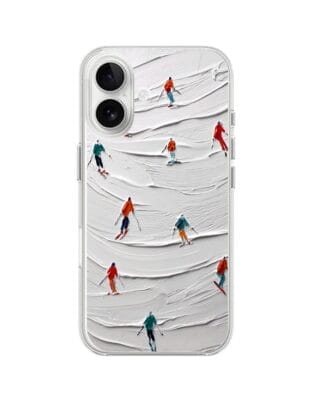 Etui do iPhone 16 Plus przeźroczyste, silikonowe Flexi, Zimowa magia, Narciarski obraz