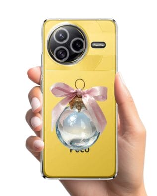 Etui do Xiaomi POCO F7 Ultra przeźroczyste, silikonowe Flexi, Przytulne święta, Kryształowa bombka