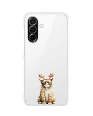 Etui do Samsung Galaxy A26 5G przeźroczyste, silikonowe Flexi, Przytulne święta, Kot który nie chciał być reniferem