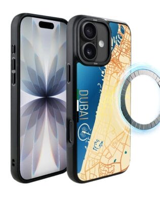 Etui do iPhone 17 IBIZU DropGuard Matt z MagSafe, mapy świata, Dubai