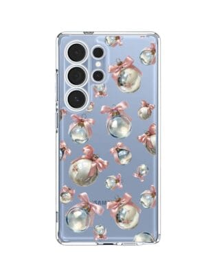 Etui do Samsung Galaxy S25 Ultra przeźroczyste, silikonowe Flexi, Przytulne święta, Pastelowe bombki