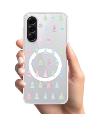 Etui do Samsung Galaxy A56 5G z MagSafe przeźroczyste, silikonowe Flexi, Pastelowe choinki
