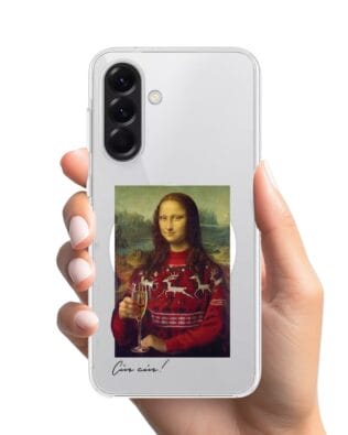 Etui do Samsung Galaxy A56 5G z MagSafe przeźroczyste, silikonowe Flexi, Mona Lisa z szampanem