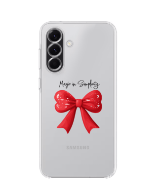 Etui do Samsung Galaxy A56 5G przeźroczyste, silikonowe Flexi, Przytulne święta, Czerwona kokarda