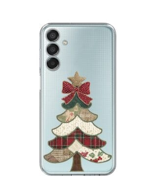 Etui do Samsung Galaxy M15 5G przeźroczyste, silikonowe Flexi, Przytulne święta, Kraciasta choinka
