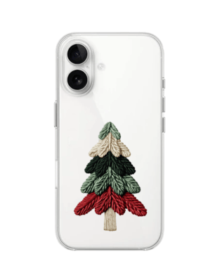 Etui do iPhone 16 przeźroczyste, silikonowe Flexi, Przytulne święta, Dziana choinka