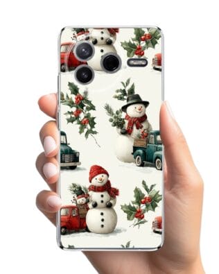 Etui do Xiaomi POCO F7 Pro przeźroczyste, silikonowe Flexi, Przytulne święta, Zimowe miasteczko